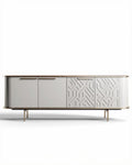 Dressoir met geometrisch patroon van hout in lichtgrijs 150 x 45 x 60cm