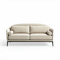 Bank van stof in beige met kussen en metalen poten 180 x 80 x 75cm
