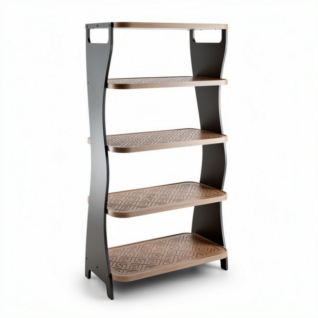 Open planken rek met handvatten en gestructureerde houten planken 80 x 40 x 160cm