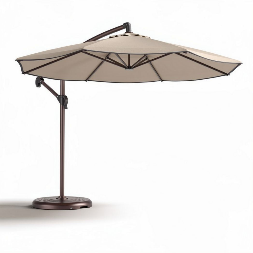 Hangende parasol in beige met metalen voet voor tuin 200 x 200 x 250cm