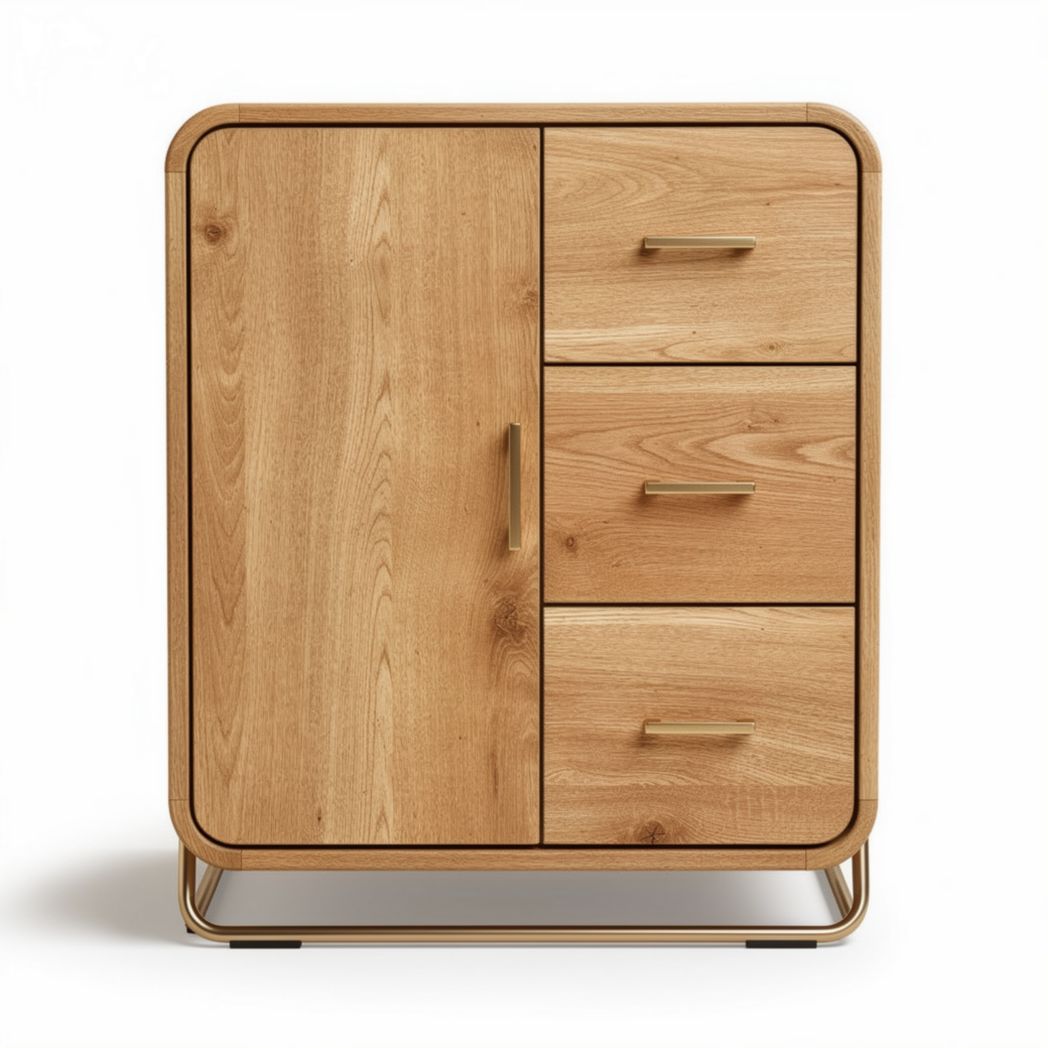 Houten kast met vier lades en deuren afmetingen 70 x 40 x 80cm