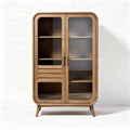 Houten vitrinekast met glazen deuren en drie planken 80 x 40 x 120cm