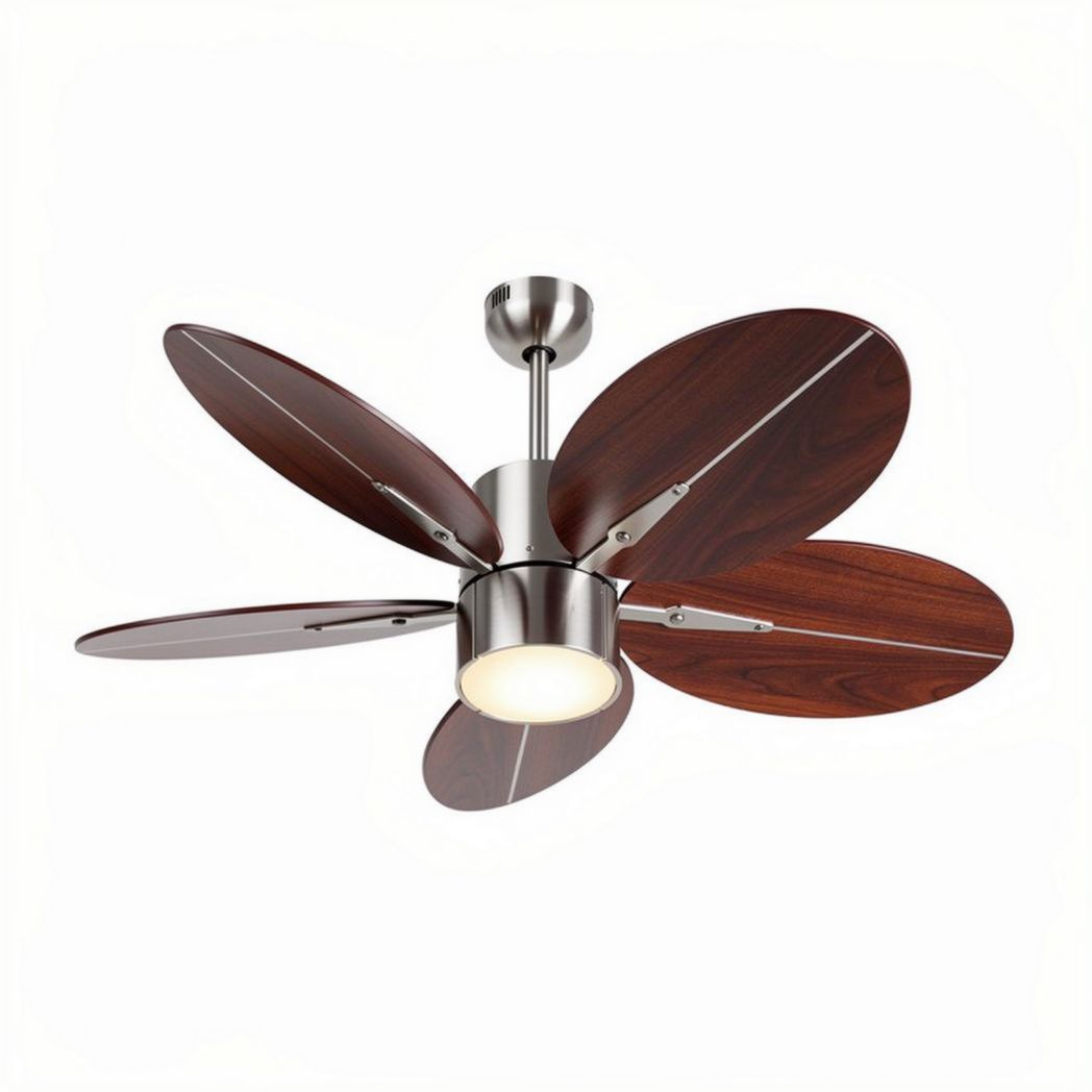 Vloerventilator met vier houten bladen en geïntegreerde LED verlichting 40 x 40 x 30cm