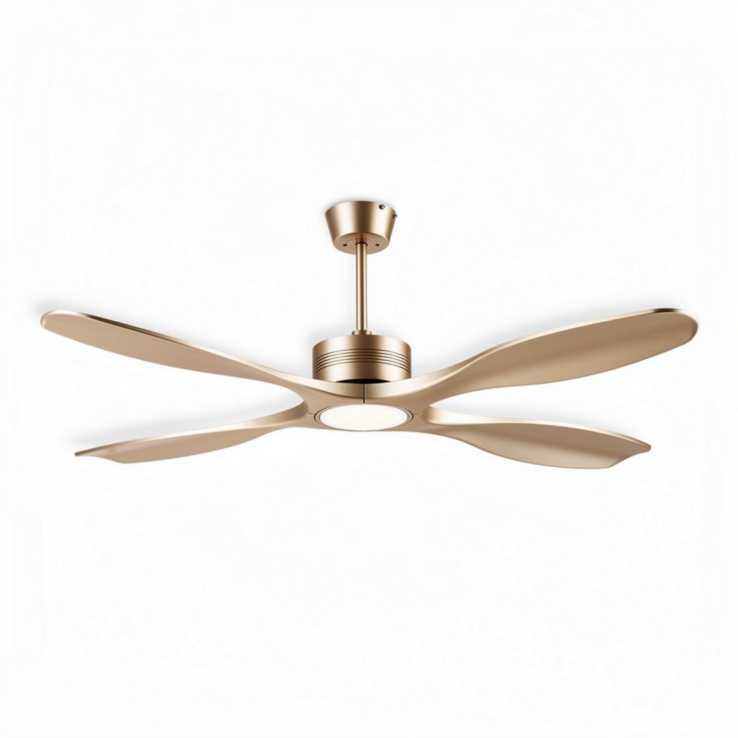 Gouden plafondventilator met verlichting en vier bladen 120 x 120 x 30cm